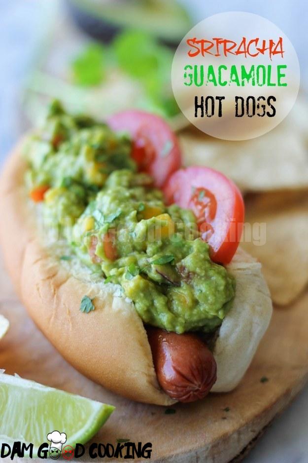 Sriracha Guacamole Hot Dogs