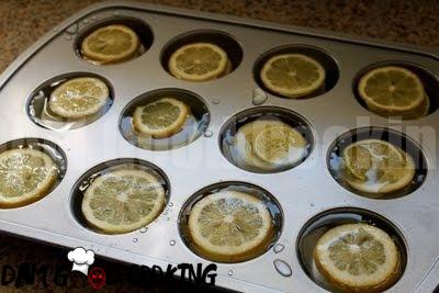 Freeze lemons and water in muffin trays to keep pitchers of water cold and tasty.